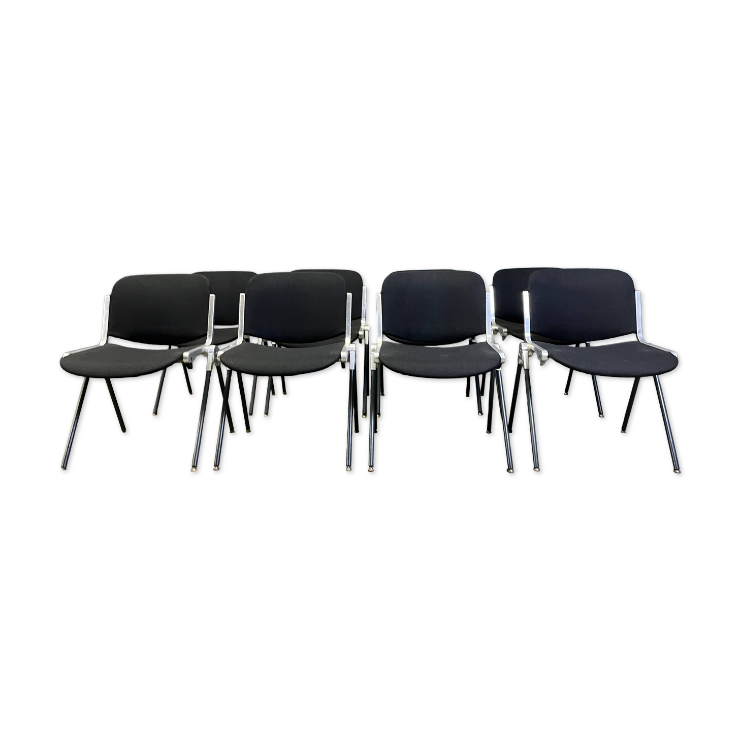 Vintage Italian stackable dining chairs in the style of Castelli, set of 8.