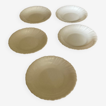 Set of 5 arcopal hollow plates