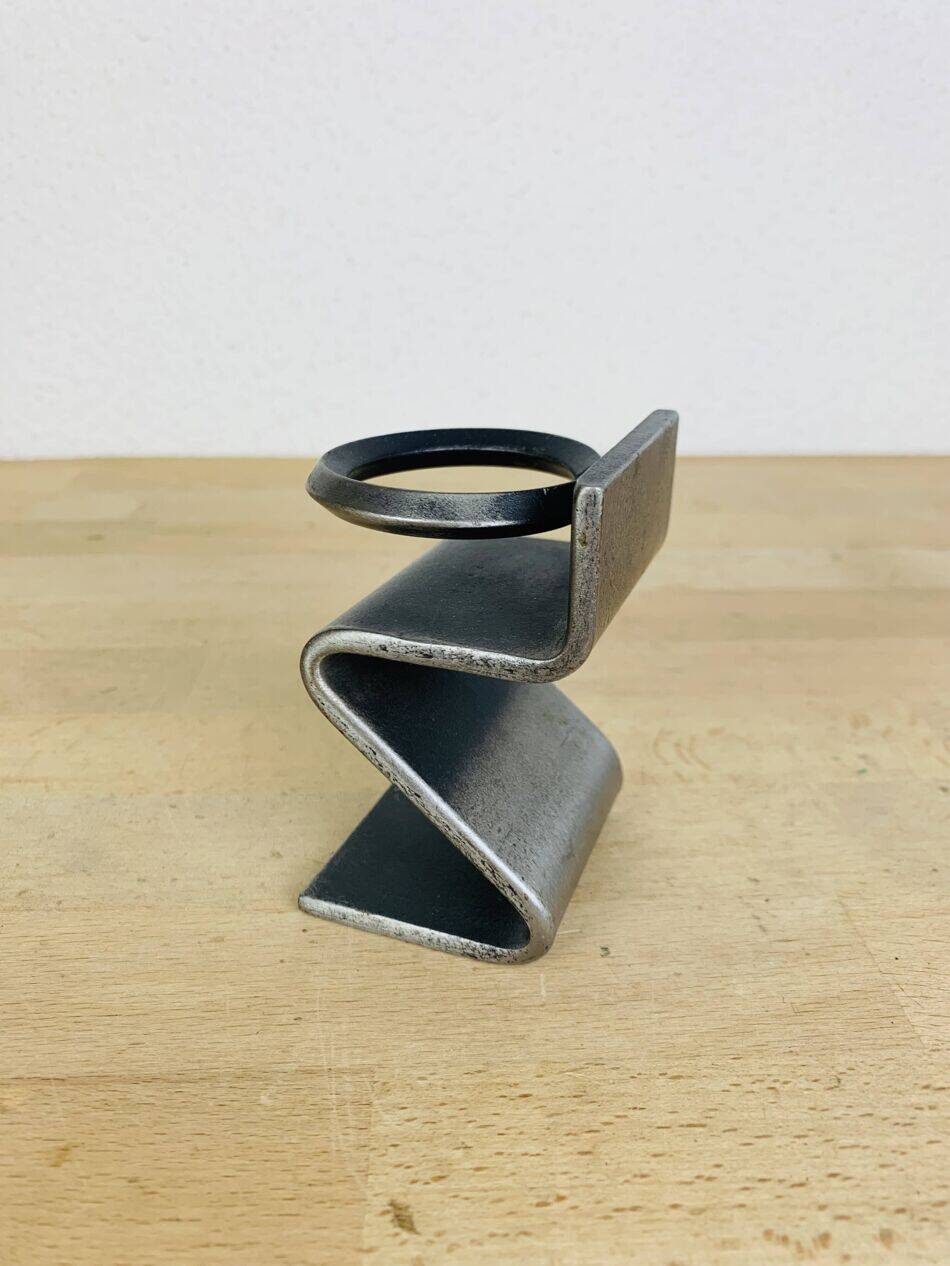 Brutalist wrought iron candlestick "Z"