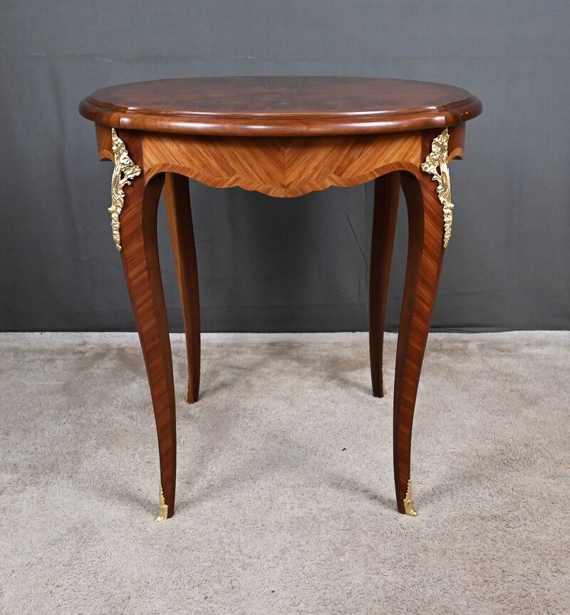 Rosewood marquetry coffee table, Louis XV style – Mid 20th century