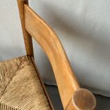 4 charlotte perriand style wood and straw chairs