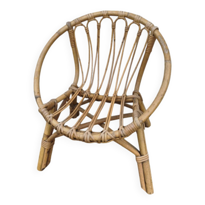 Fauteuil coquille en osier rotin pour enfant