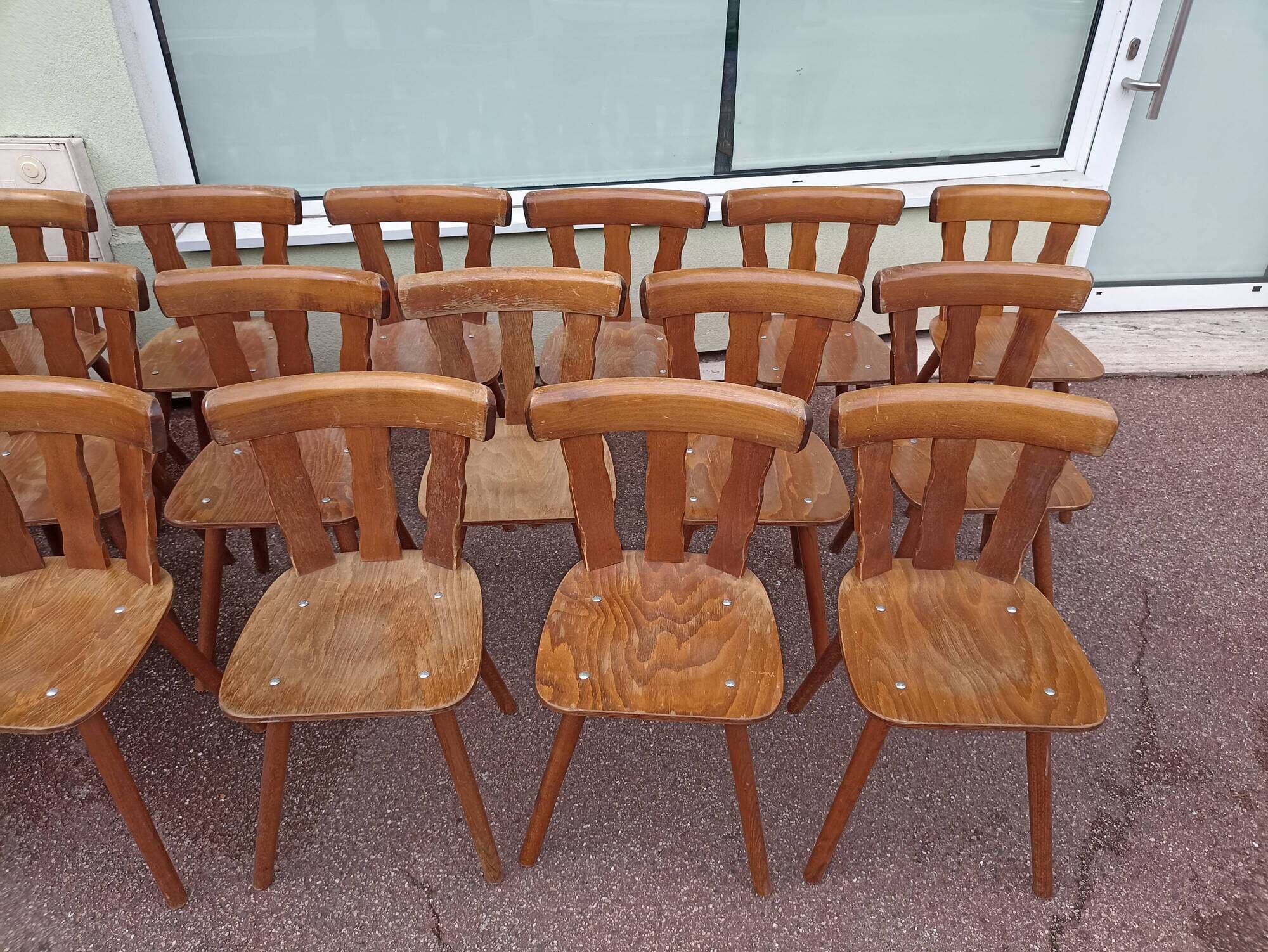 Set of 20 bistro cafe bar restaurant chairs - wood - vintage
