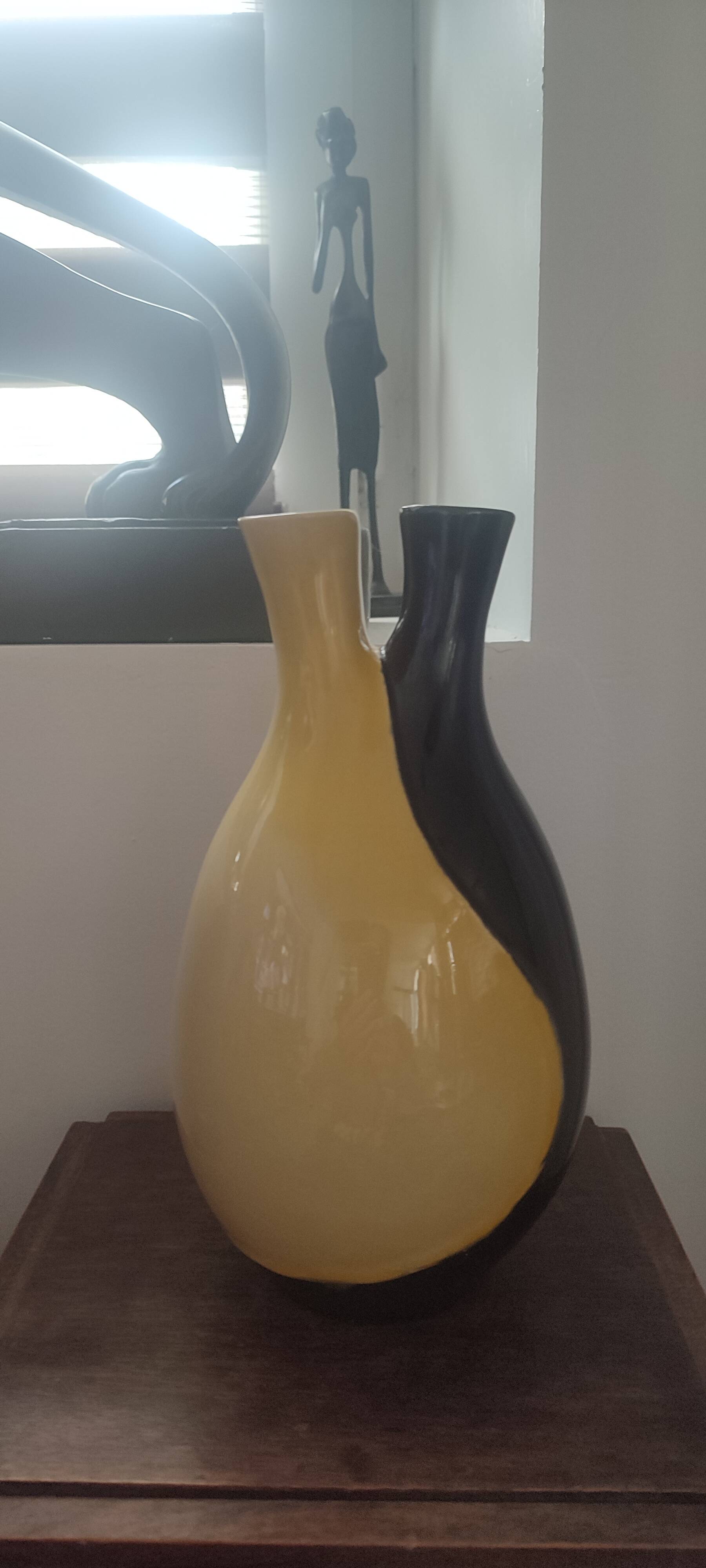 Two-necked vase Vintage ceramic 1964.