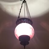 Lantern suspension blown glass purple and metal