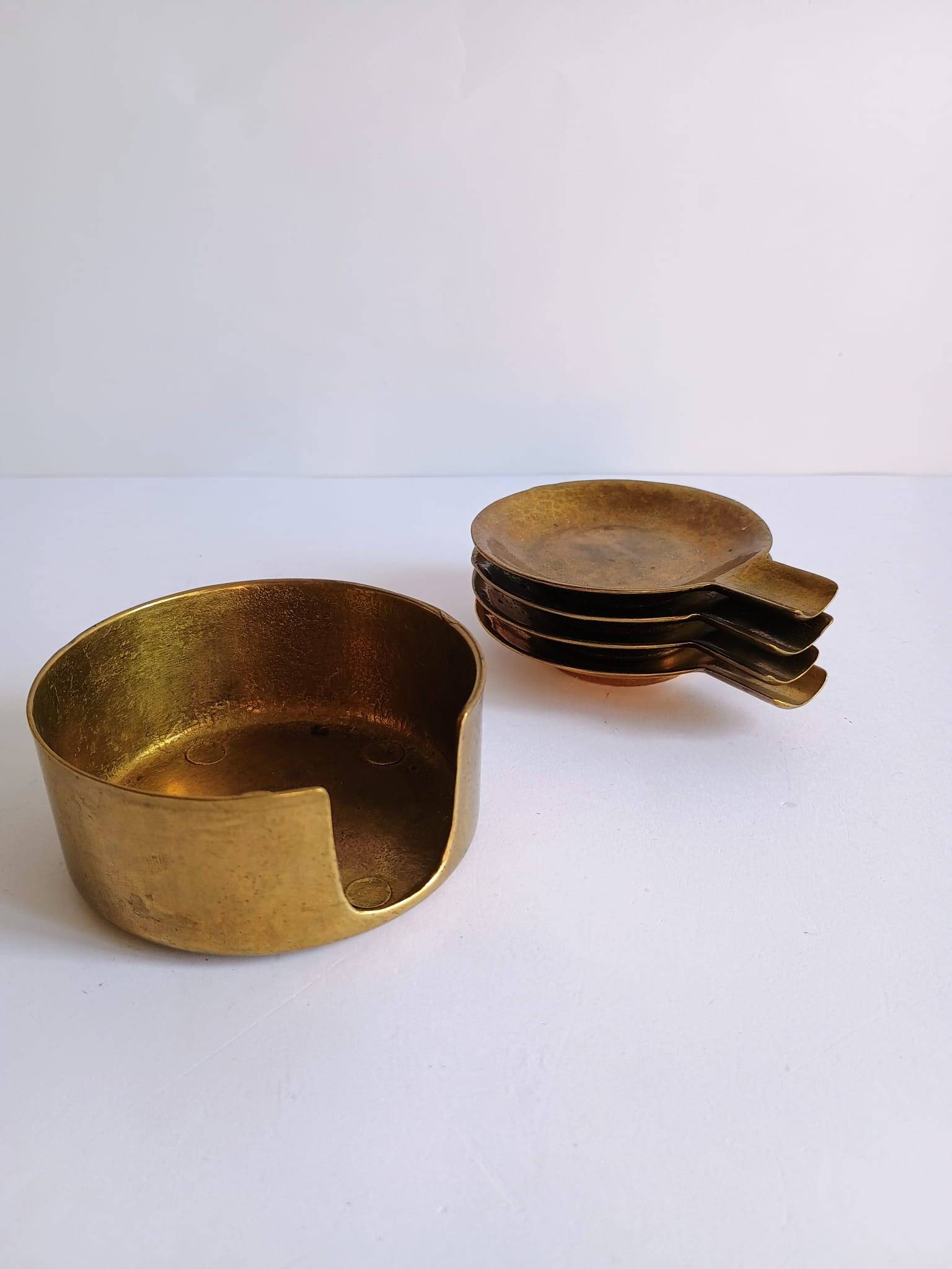 Set of 4 vintage brass nesting ashtrays