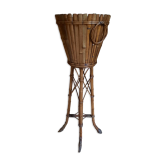 Bamboo and wicker plant pot