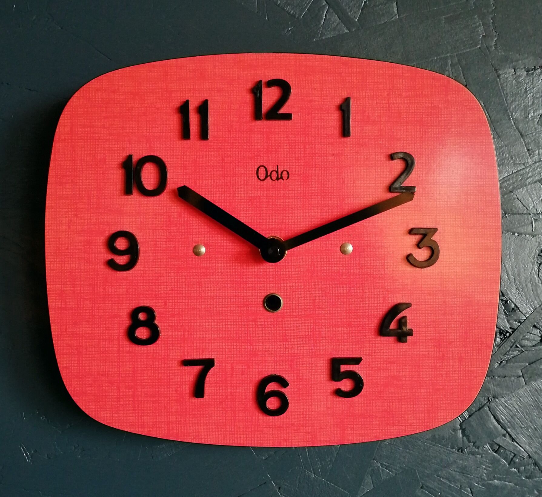 Vintage formica clock silent wall clock "red odo"