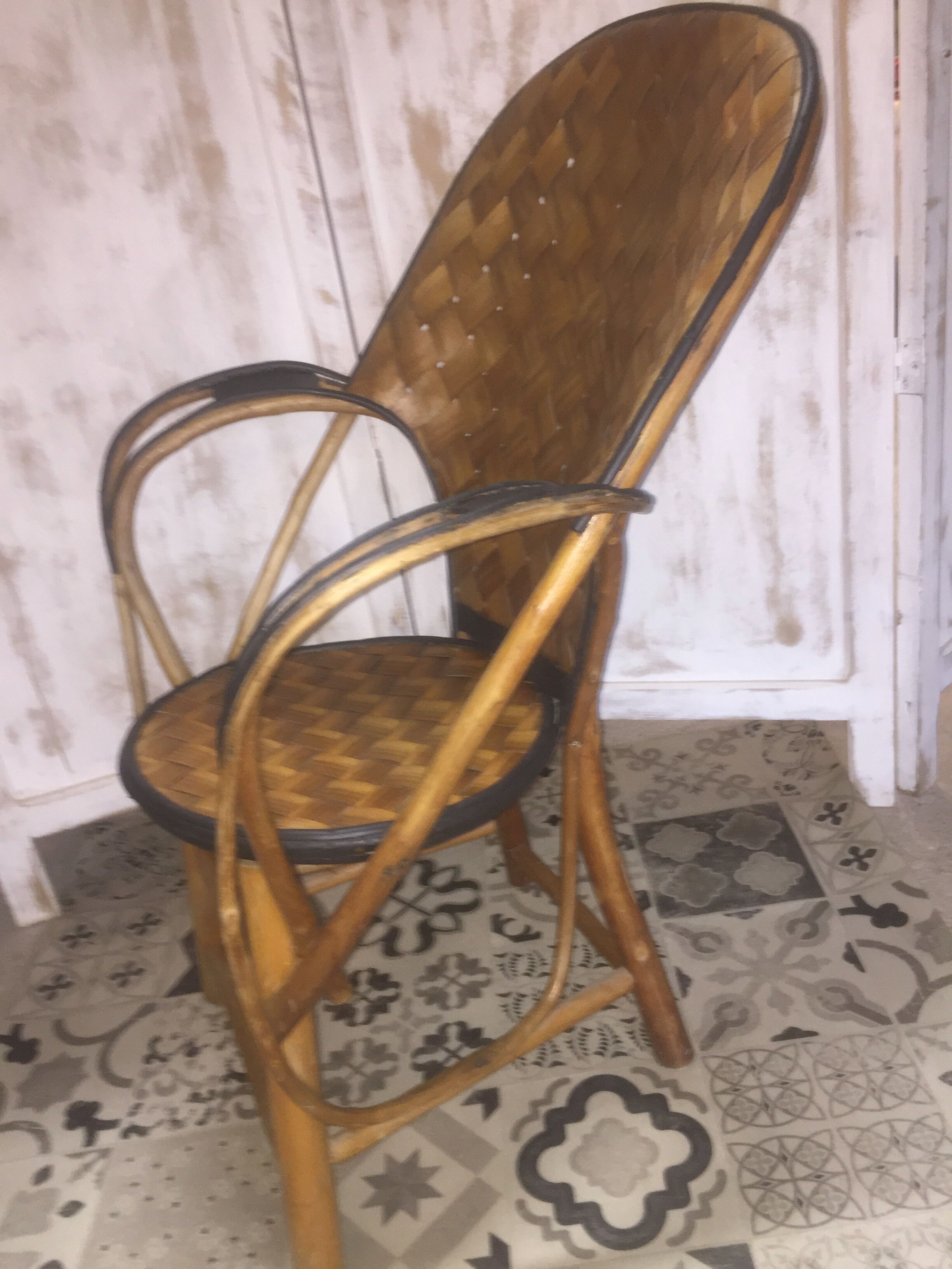 Fauteuil bambou écorce de châtaigner