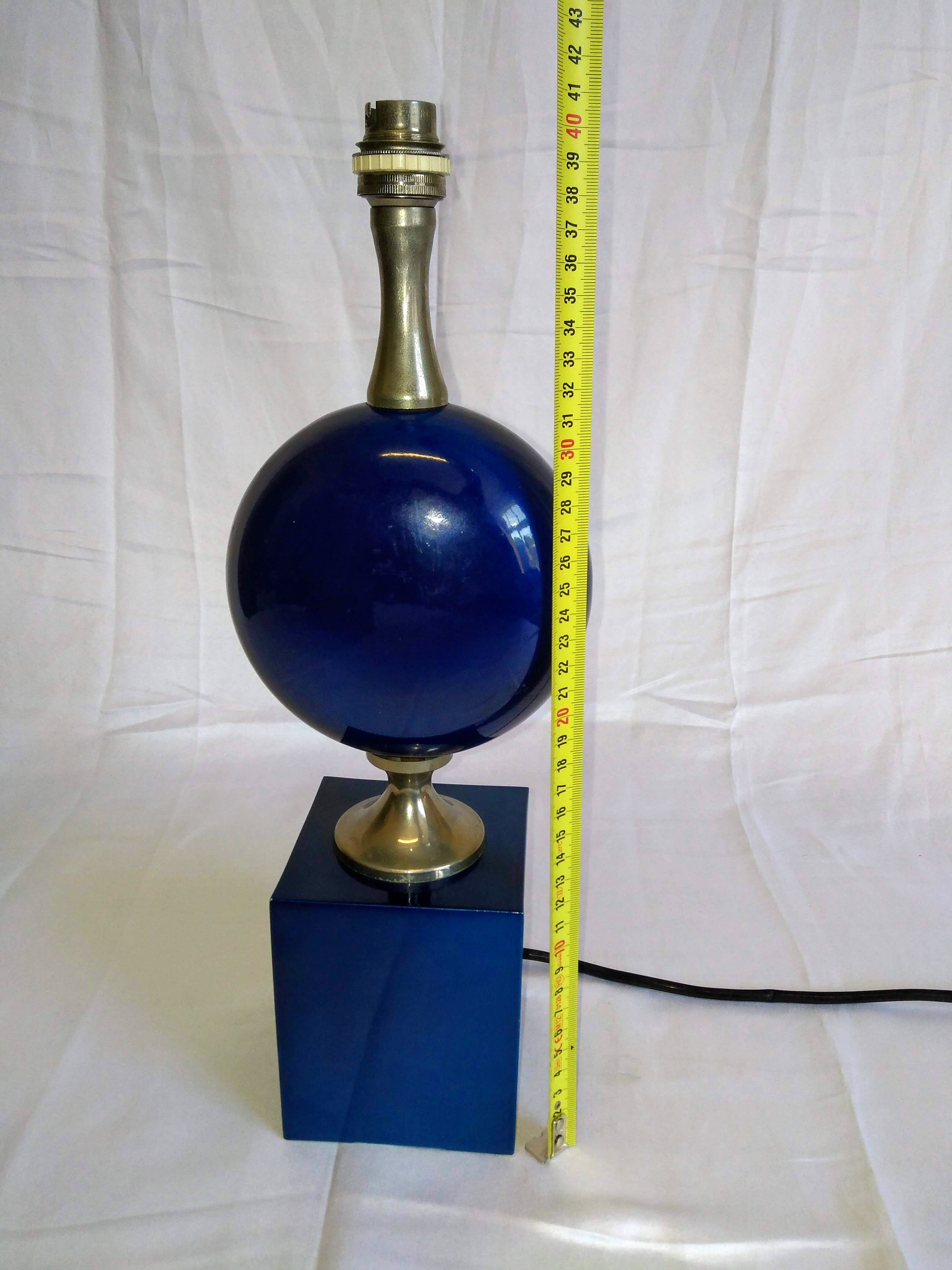 Lampe métal bleue Philippe Barbier