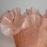 Pink frosted glass vase