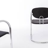 Effezeta chair, tubular chrome structure and black faux leather, made in Italy.