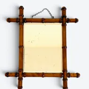 Antique Faux Bamboo Mirror, Bevelled Glass, France, c.1900, Original Patina