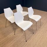 Set of 4 white Maui chairs by Magistretti for Kartell 2000s Italy