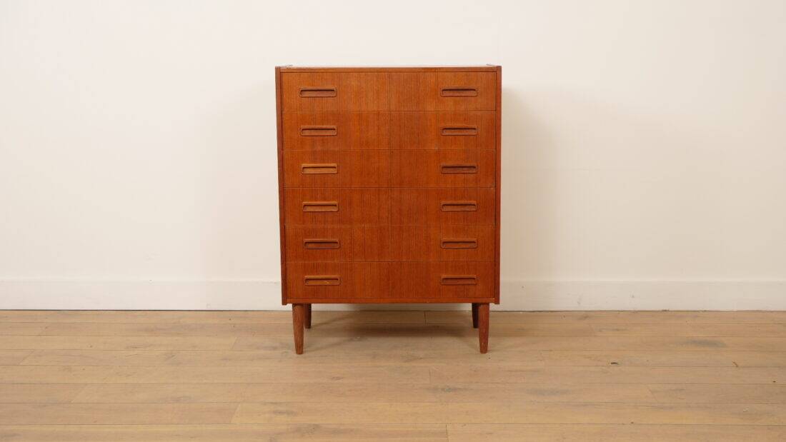 Commode danoise en teck, 6 tiroirs