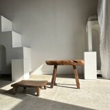 Small organic bench in upcycled Asian teak quadripod - Sungai