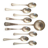 Ensemble Louche et 8 cuillères à soupe Alfenide Christofle