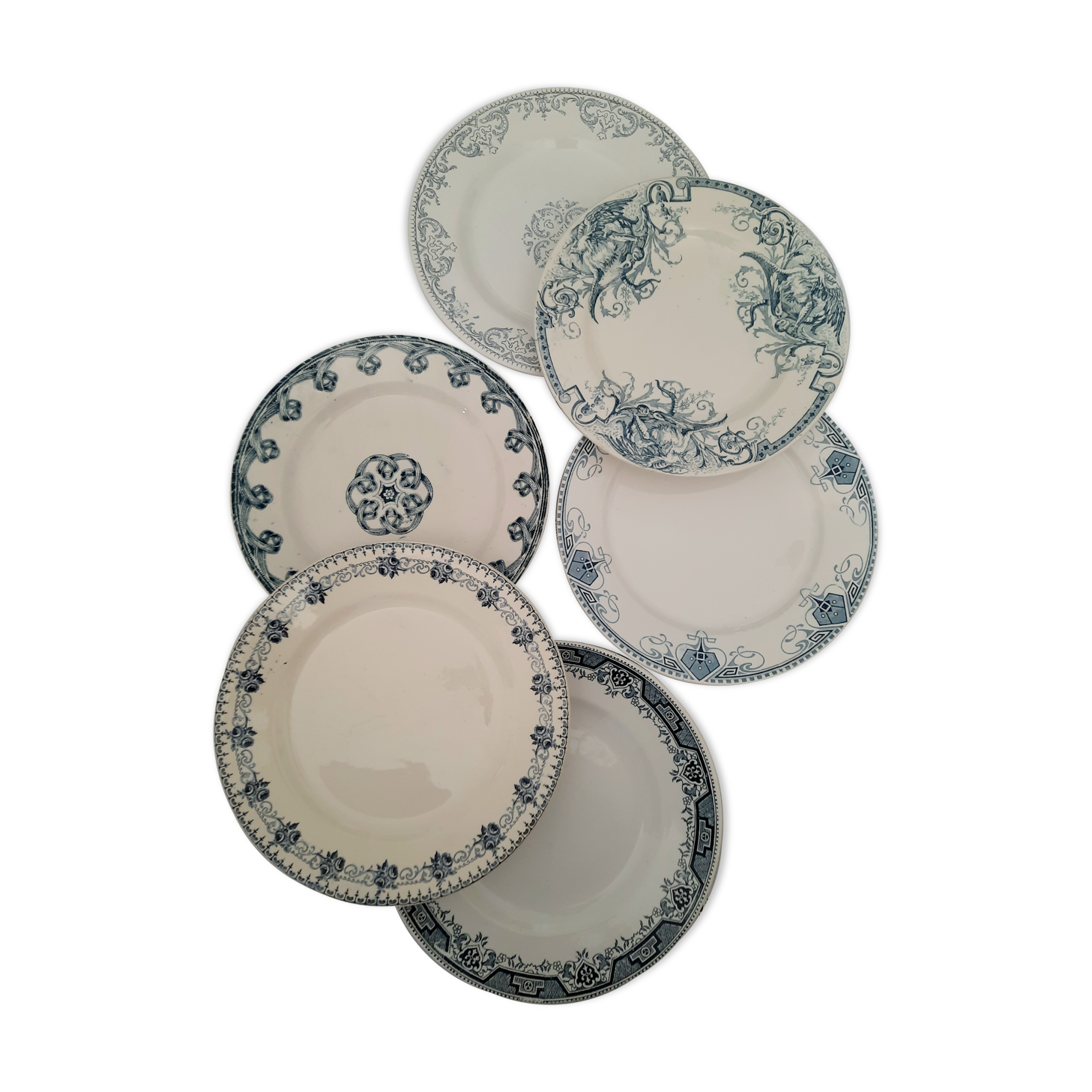 Old plates mismatched iron earth