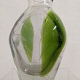 Engraved glass vase decorated with fish from the 60s/70s