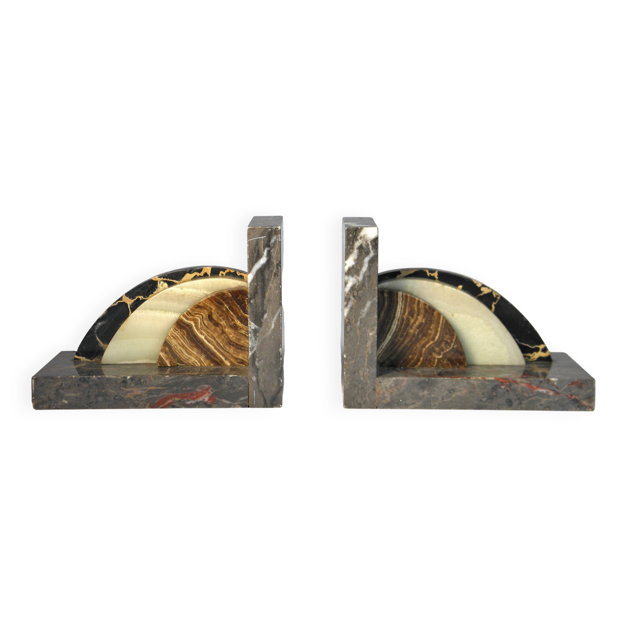 Marble and onyx bookends