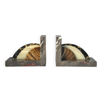 Marble and onyx bookends