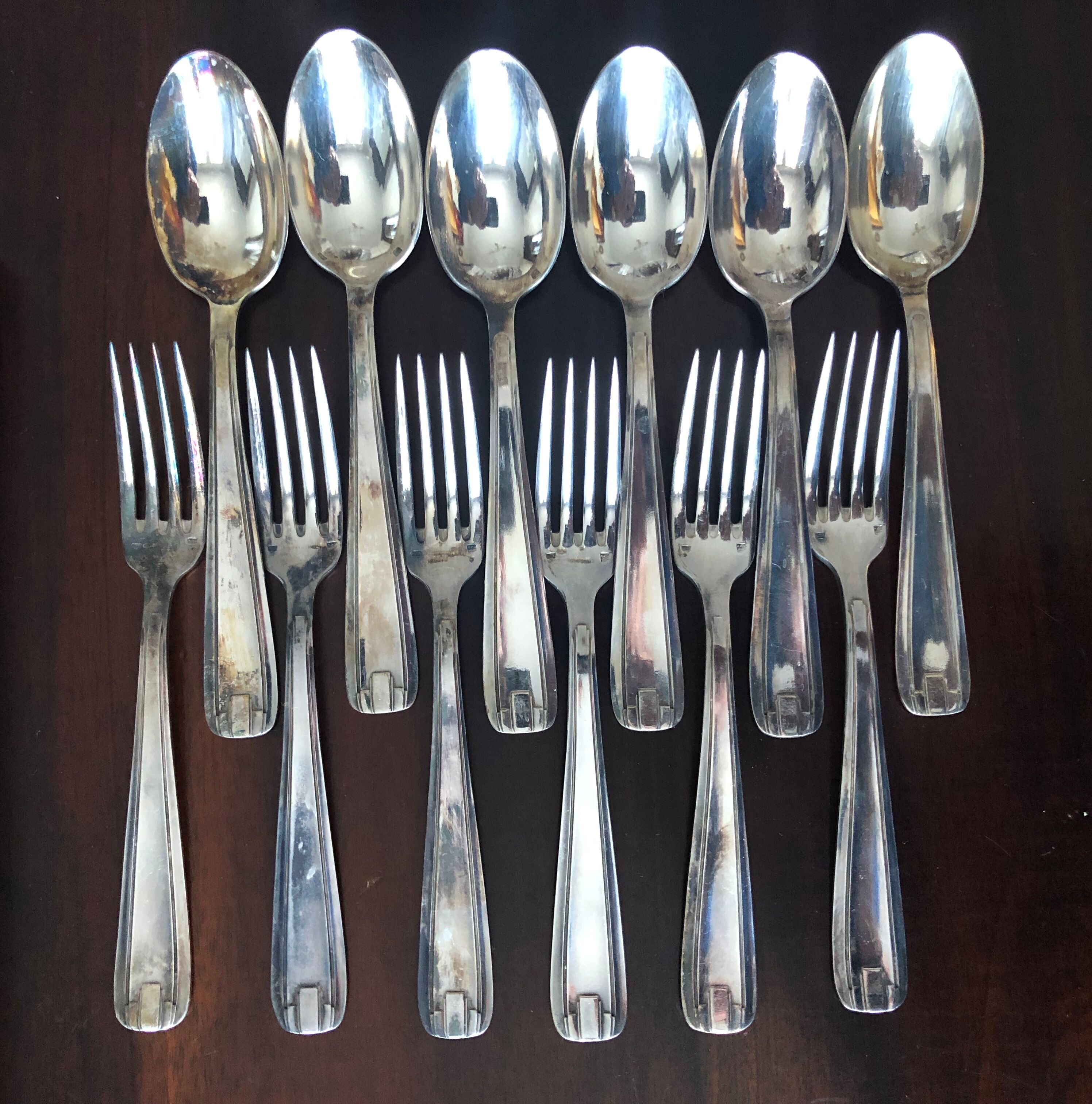 Set of 6 silver metal cutlery (box of 12 pieces)
