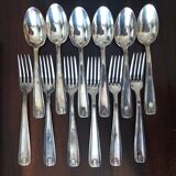 Set of 6 silver metal cutlery (box of 12 pieces)