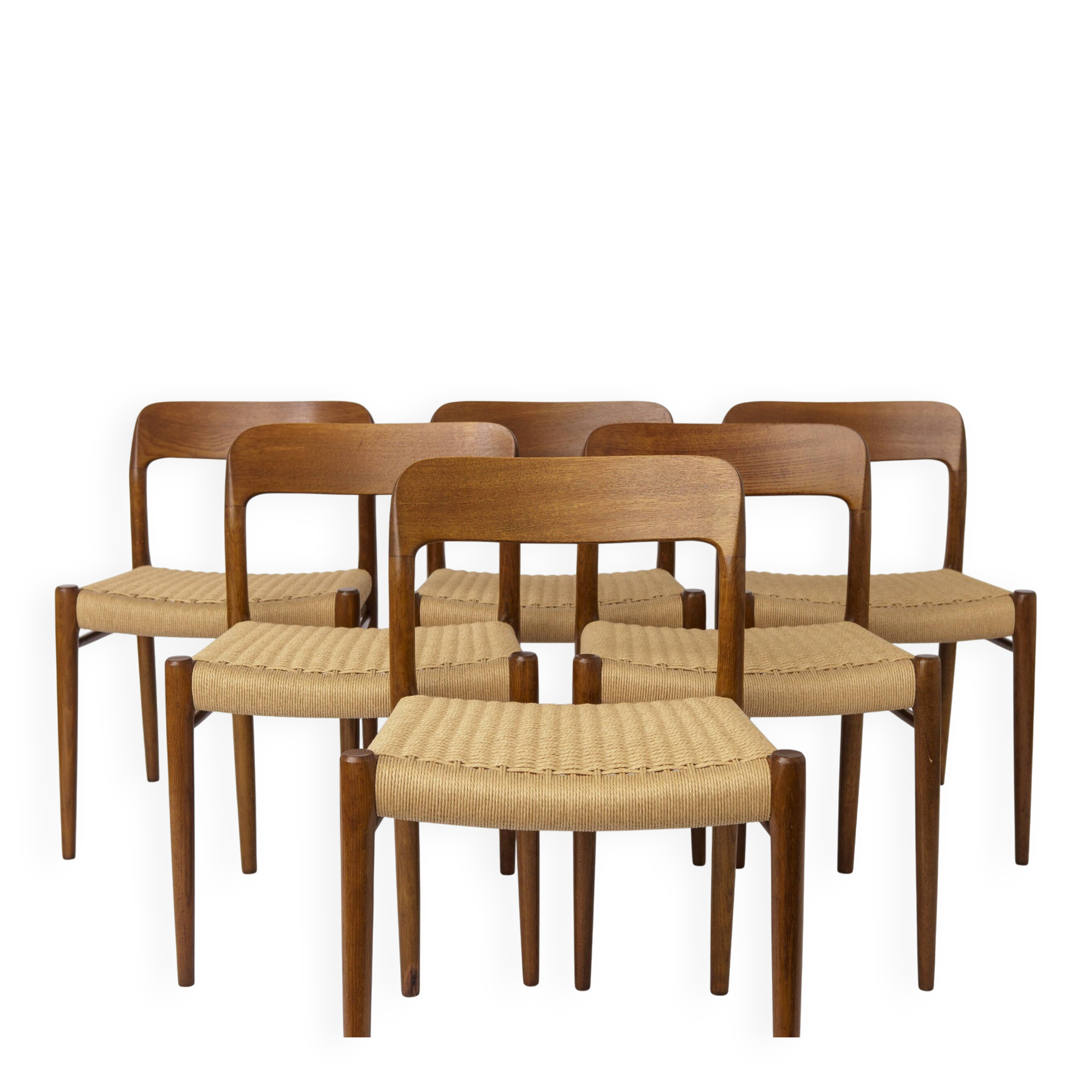 Set of 6 Niels Otto Møller Model 75 Chairs – Oak, 1950s, Refurbished