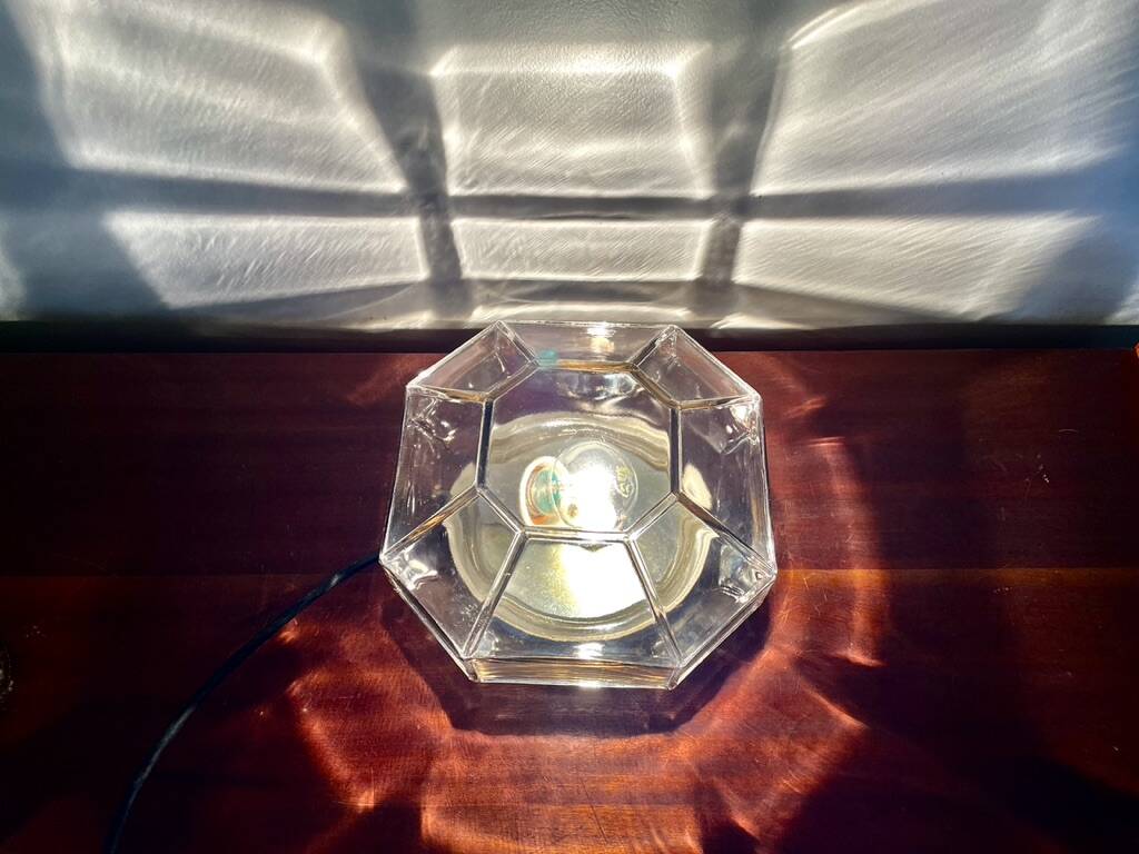 Smoked glass ceiling light ISMOS Italy 1970