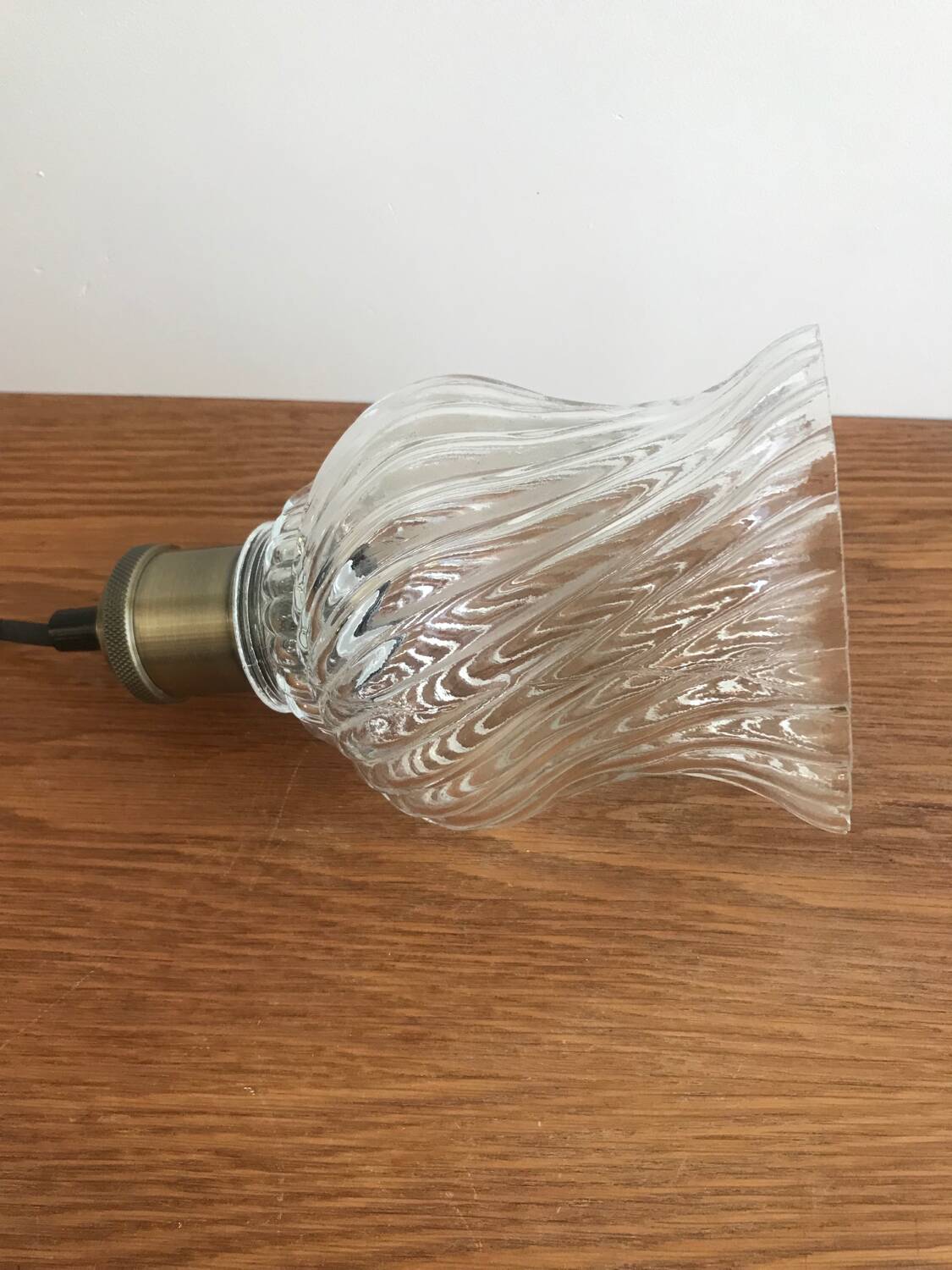 Pendant Light With Vintage Twisted Glass Globe Electrical System New