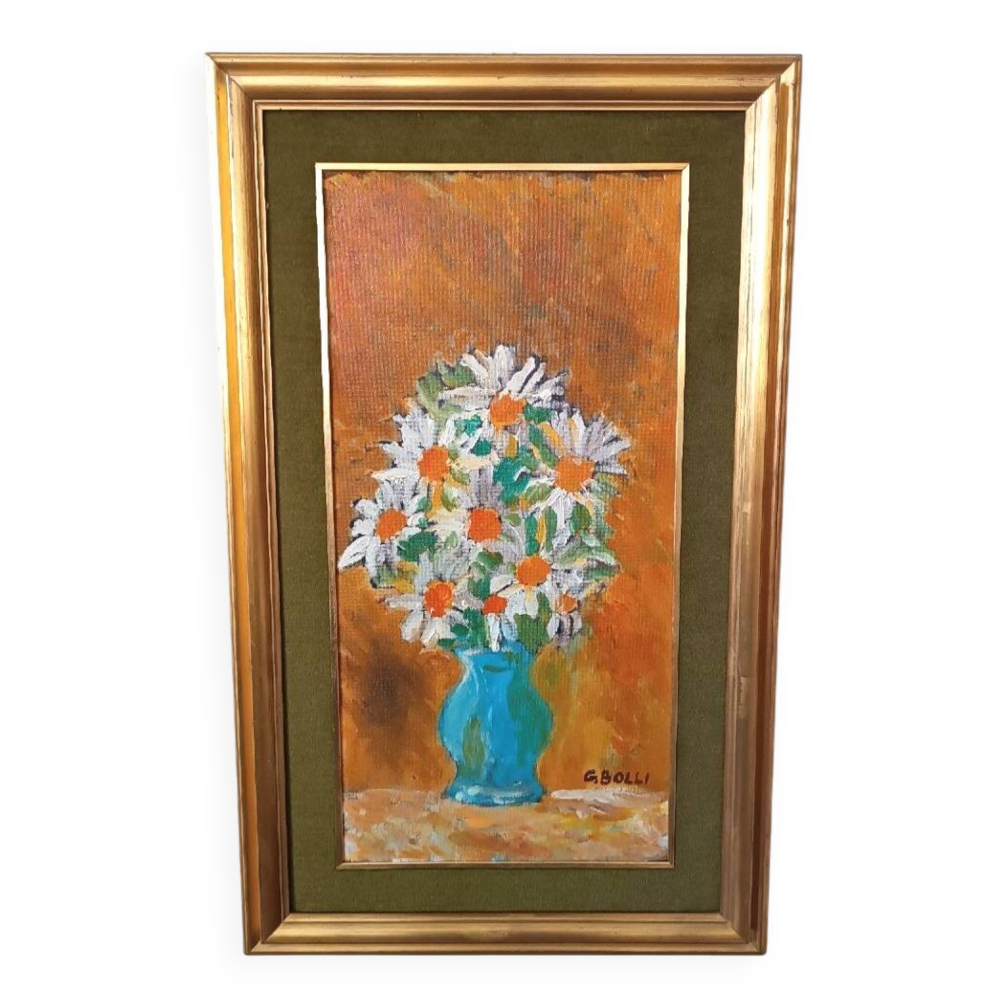 Oil on panel, vase with flowers, gerolamo bolli (pisa 1933-2009)