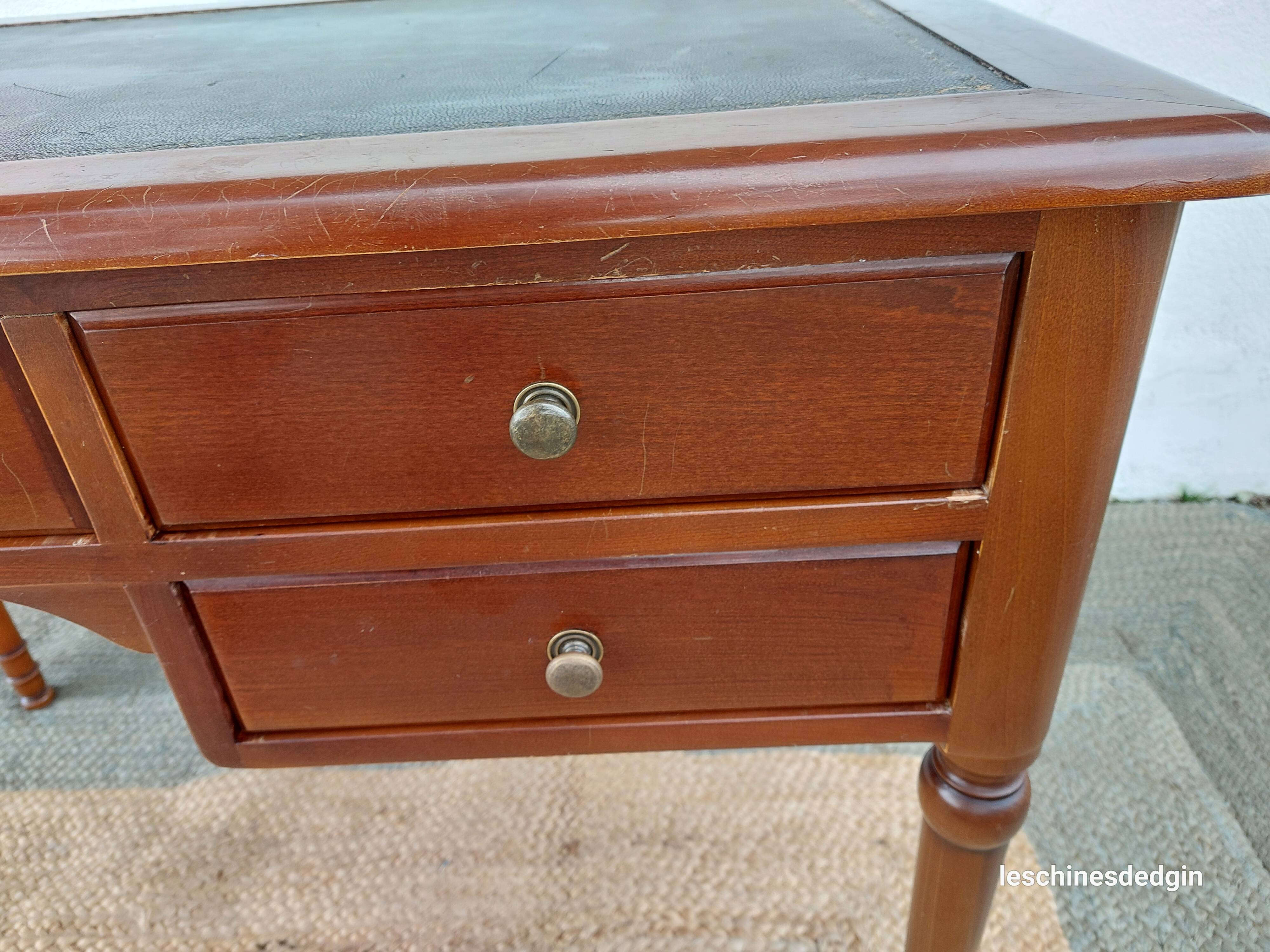 Black leather desk with extensions
