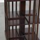 Wooden bookstand with green leather surface and on wheels in English style