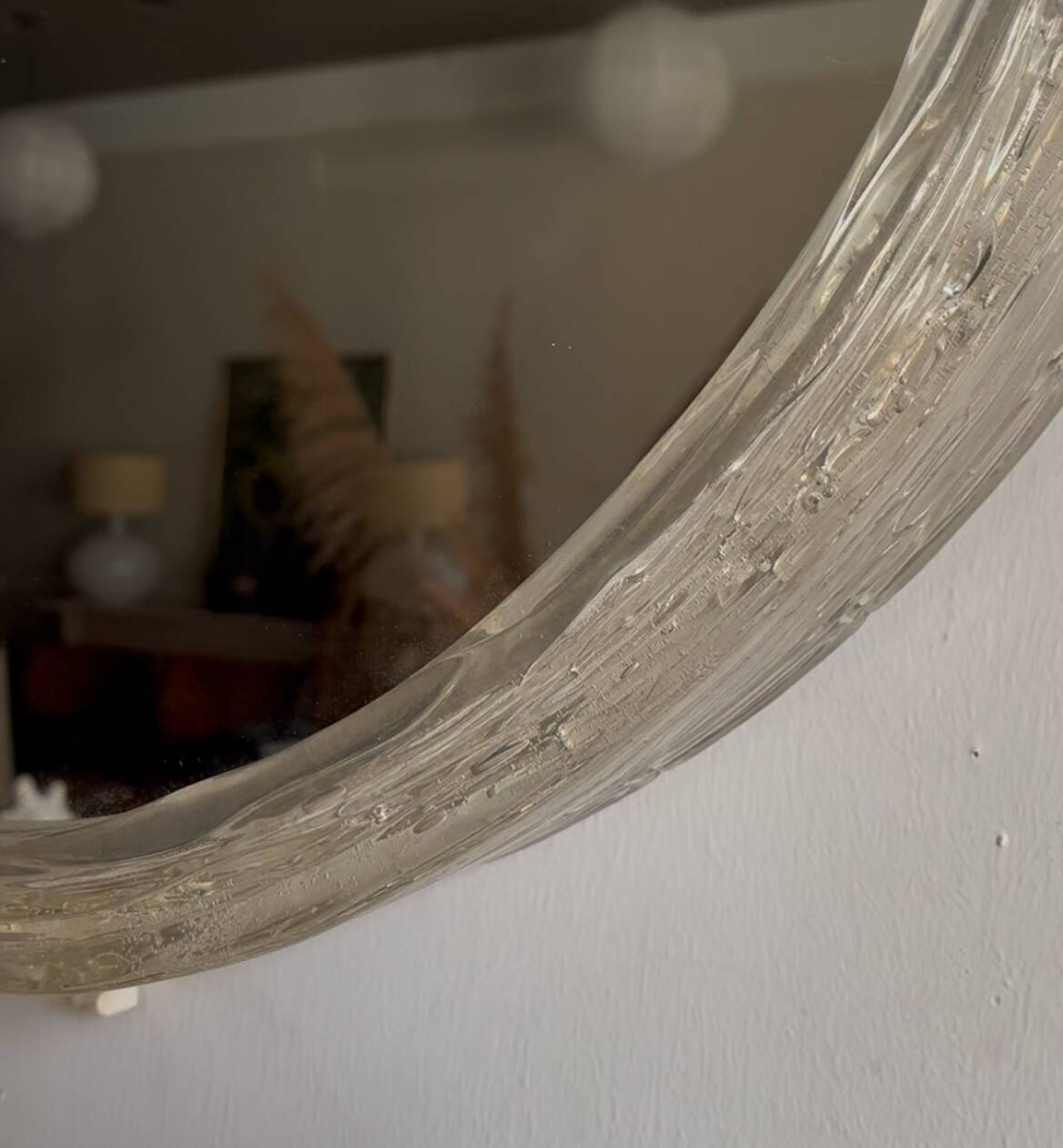Illuminated mirror ‘iced -glass’ Hillebrand style Mid Century