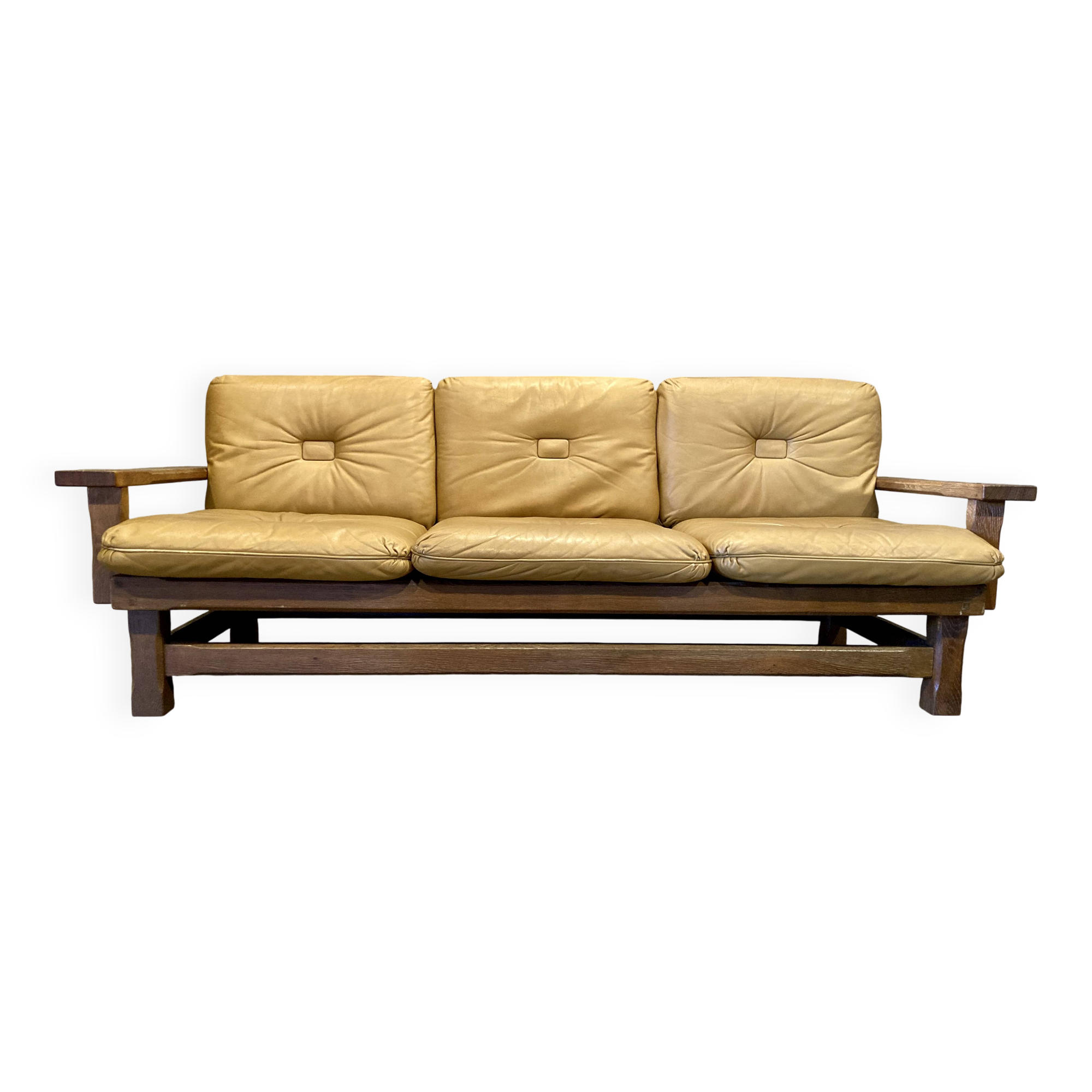 3-seater leather sofa, Brazilian design, 1960s