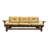3-seater leather sofa, Brazilian design, 1960s