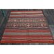 1970s Turkish hand-knotted wool cotton red kilim area rug 123x145