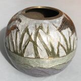Petit vase boule en laiton cloisonné