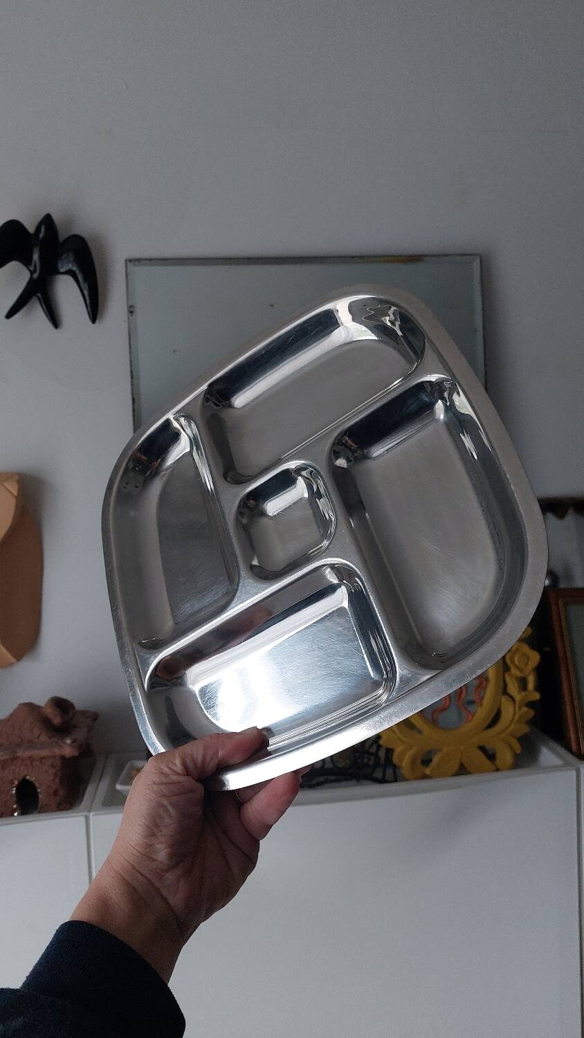Plat assiette plateau inox vintage