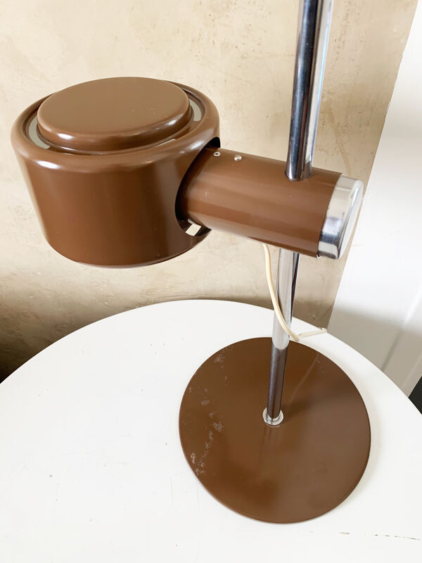 Lampe de table piccolo brown and chrome par Lyfa du Danemark, années 1970