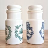 Set of 2 Victorian style opaline apothecary pharmacy jars