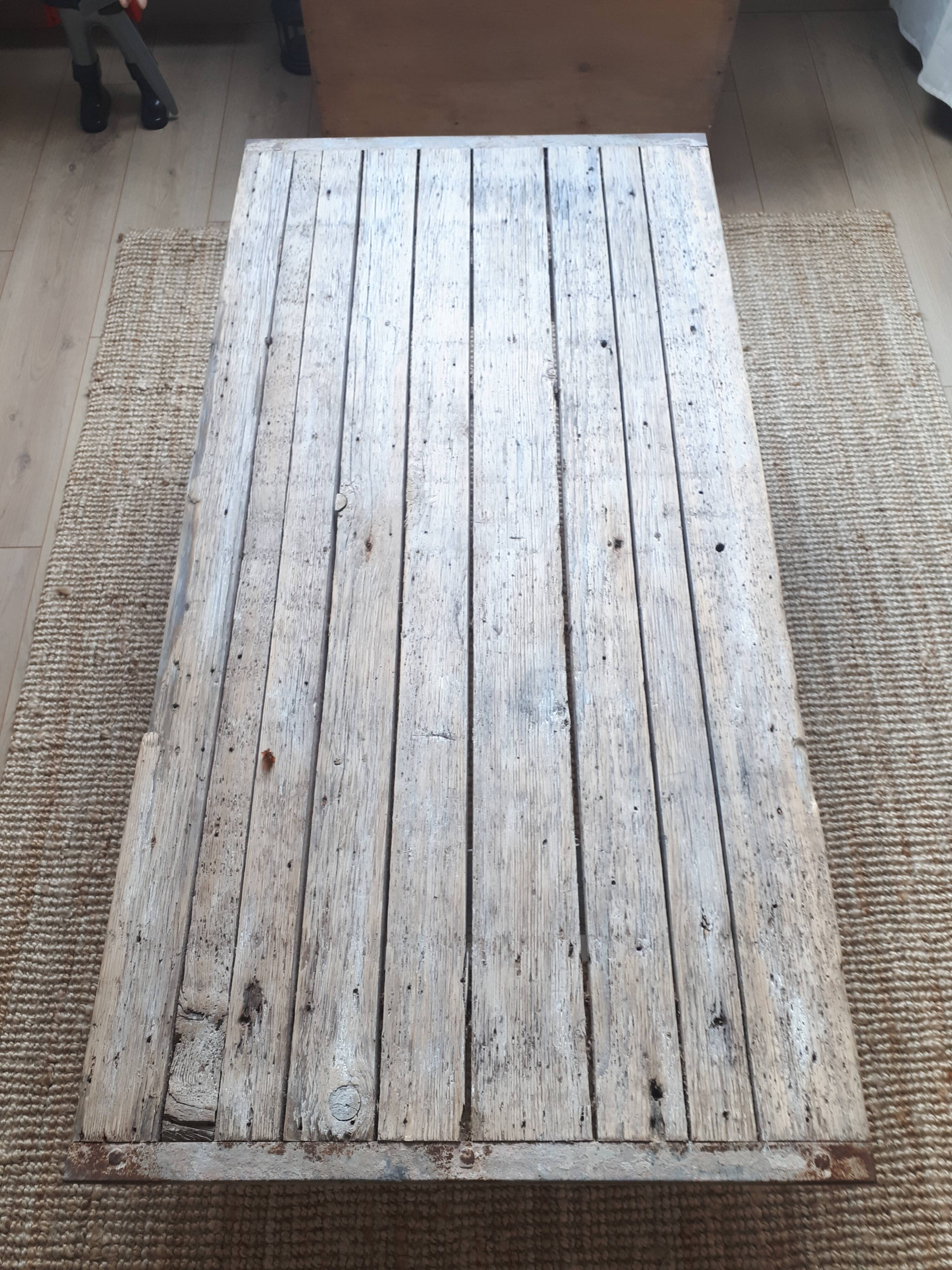 Industrial coffee table with trestles