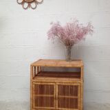 Vintage rattan buffet with wheels