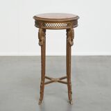 Antique French side table with a gold-coloured wooden frame and marble top