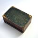 Antique box with marquetry wood, clover decoration, 7 x 11 cm.