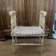 Banquette époque fin XIXe assise en paille colorée structure rechampie