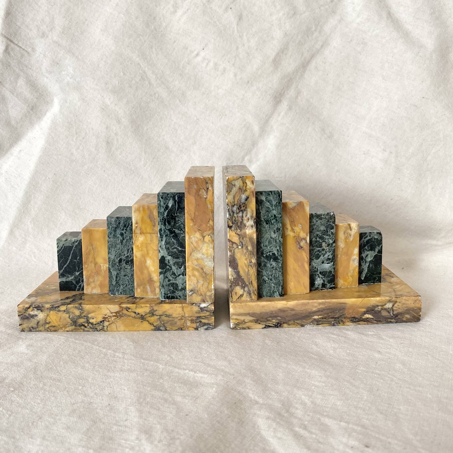 Pair of marble art deco bookends