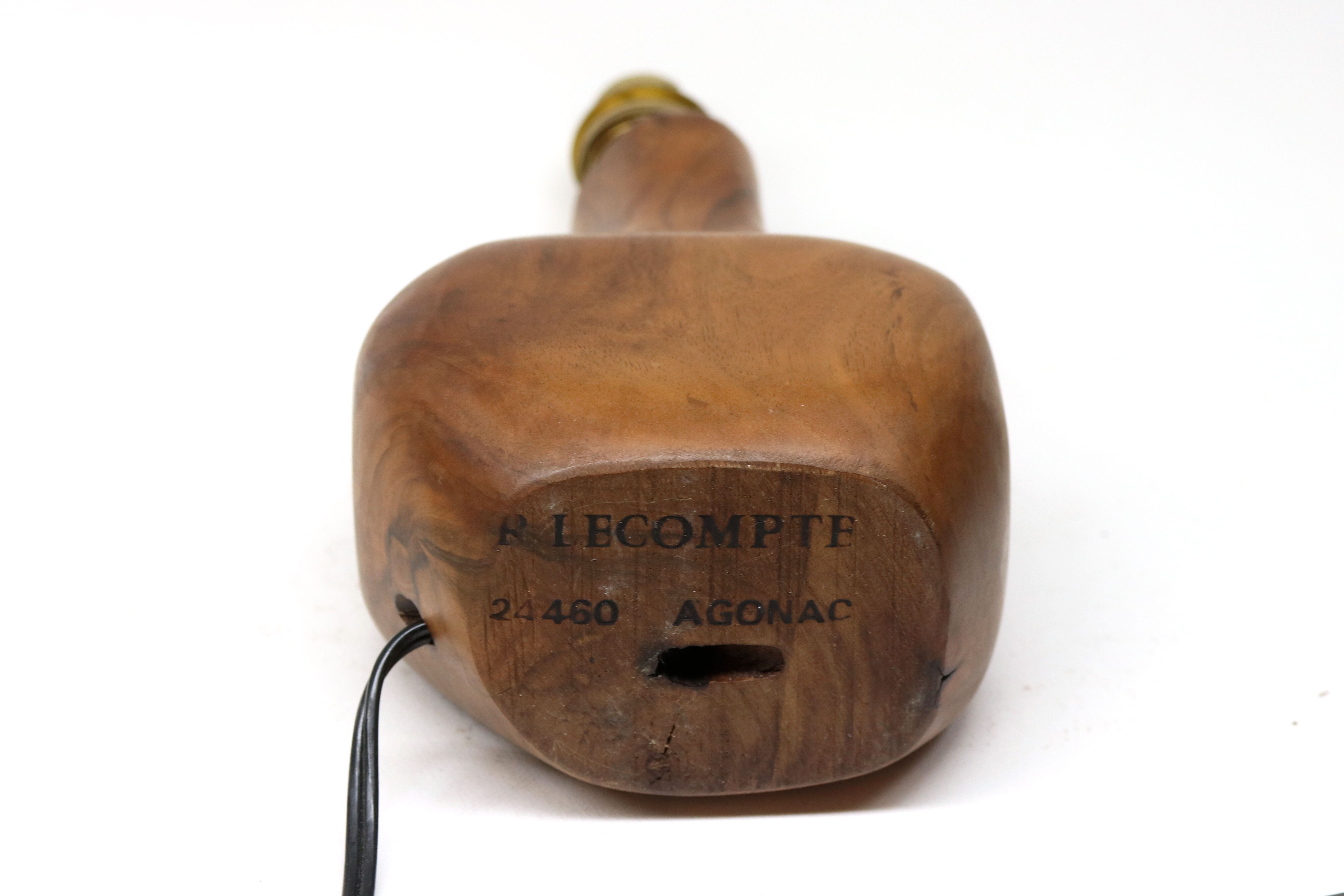 Modernist lamp foot free form in solid walnut by Richard Lecompte