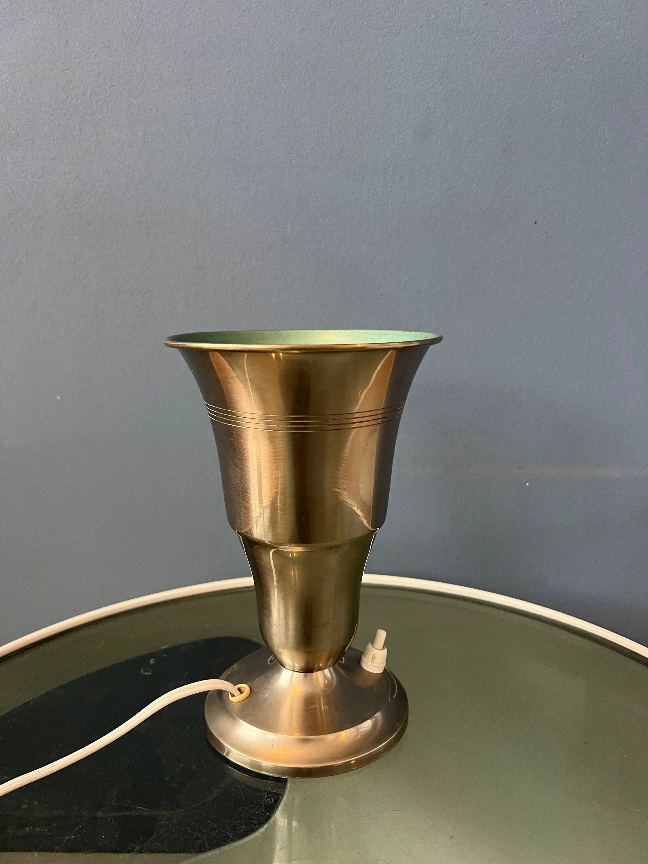 Table uplighter lamp "Cup" in metal, silver colour