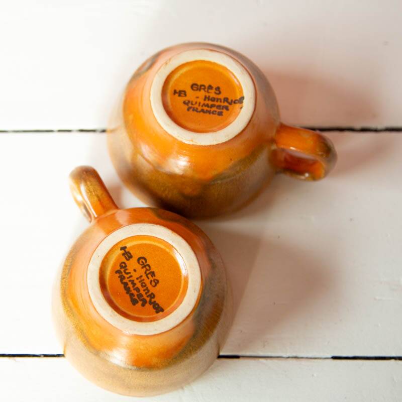 2 Henriot Quimper HB stoneware cups